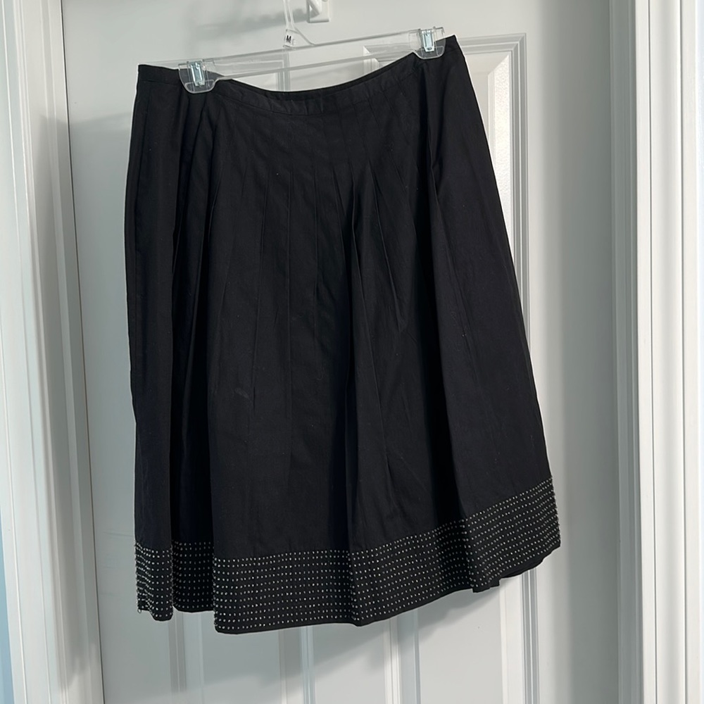 Talbots - Embellished Skirt - Pleated - Size 10 - Black - Clear beads -